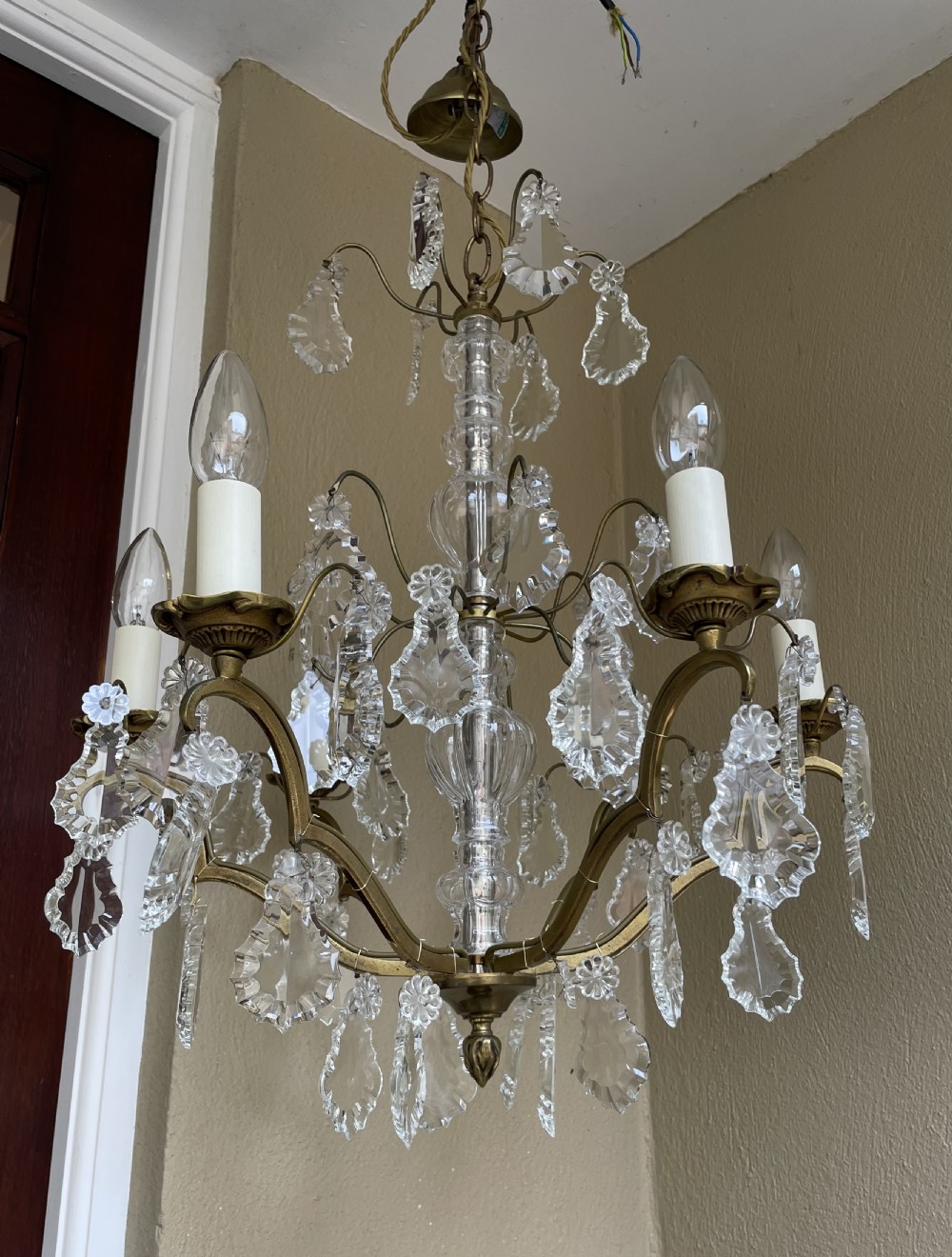Pretty French Six Light Antique Chandelier View II