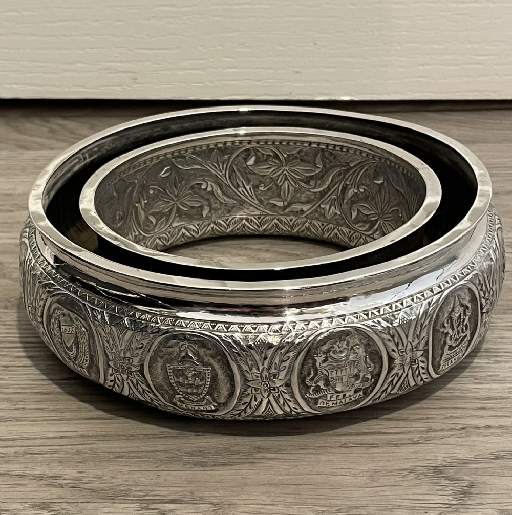 Antique Malaysian Silver Posy Ring Centrepiece Bowl