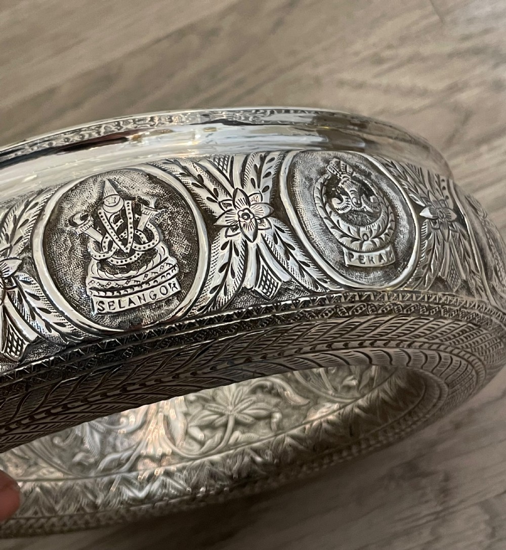 Antique Malaysian Silver Posy Ring Centrepiece Bowl View III