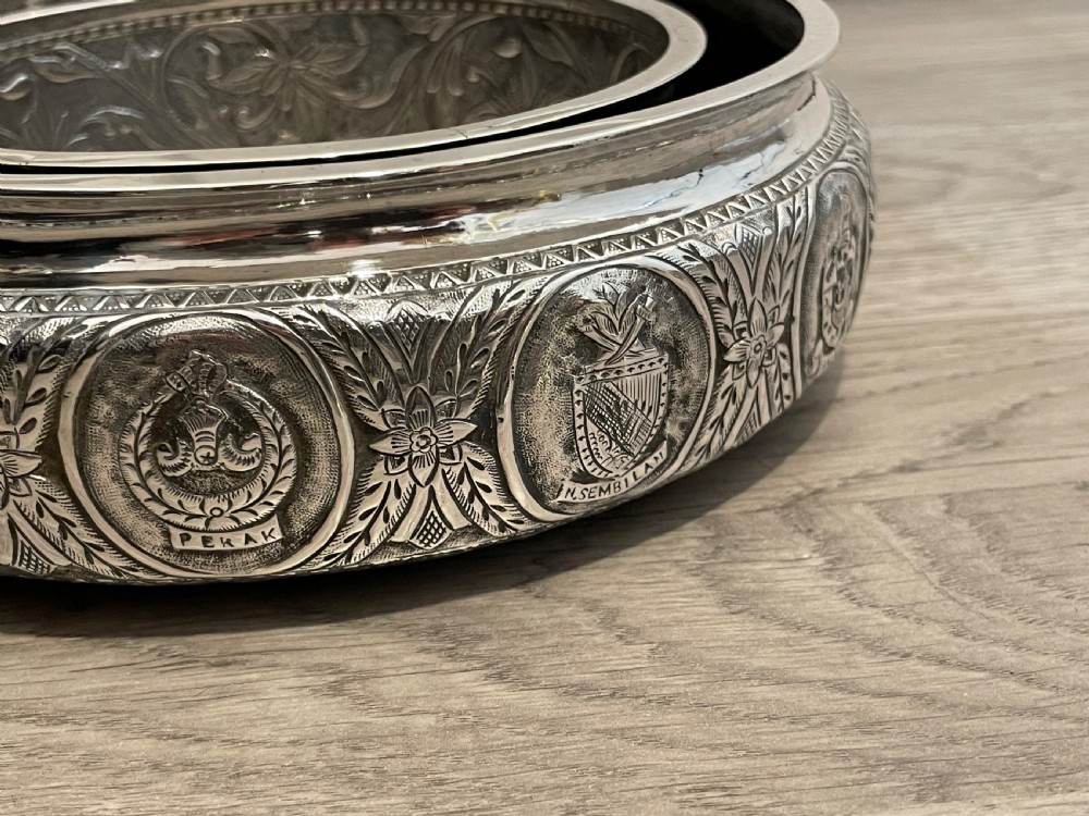 Antique Malaysian Silver Posy Ring Centrepiece Bowl View IV