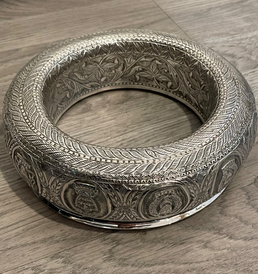 Antique Malaysian Silver Posy Ring Centrepiece Bowl View VII