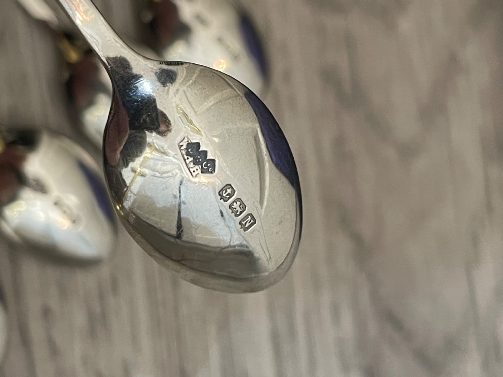 Set of Six Solid Silver Coffee Spoons, Liberty & Co View IV