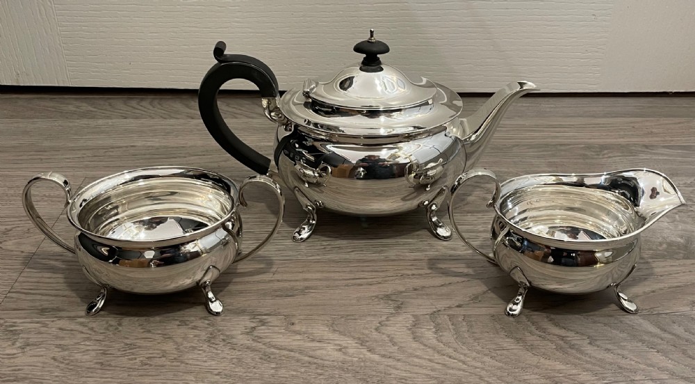 George V Solid Silver Three Piece Tea Set, 1925