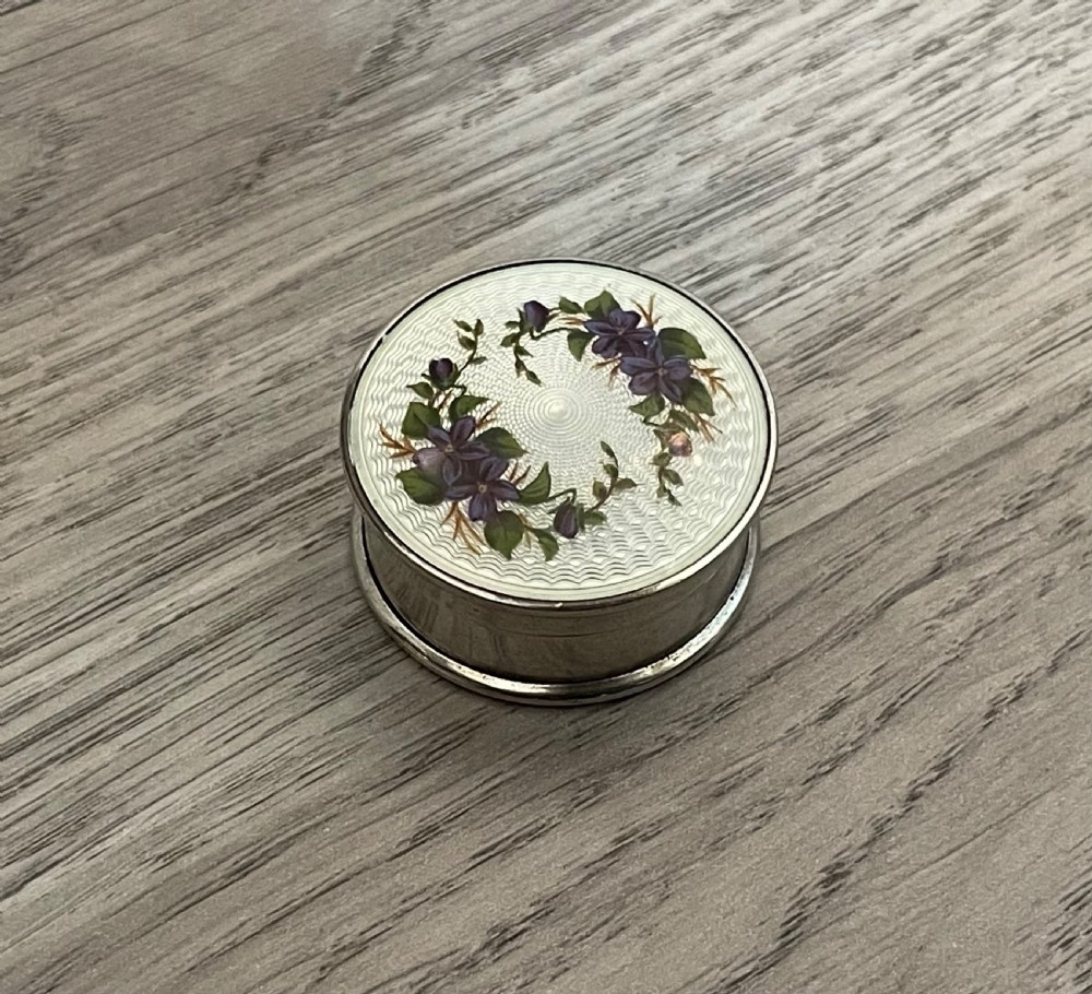 Quality George V Silver & Enamel Trinket Box Pot