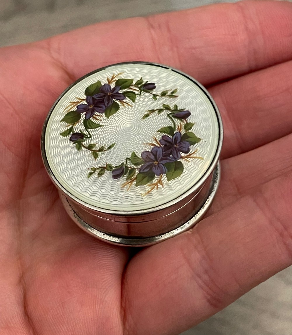 Quality George V Silver & Enamel Trinket Box Pot View II