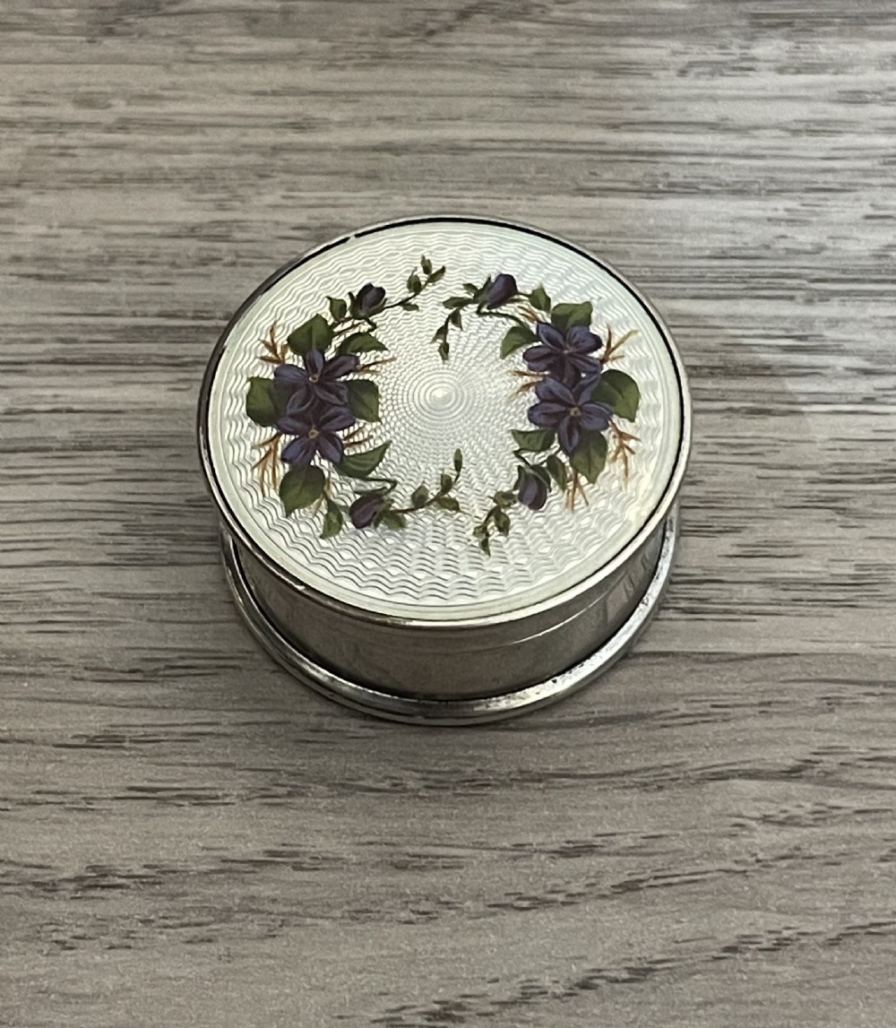 Quality George V Silver & Enamel Trinket Box Pot View IV