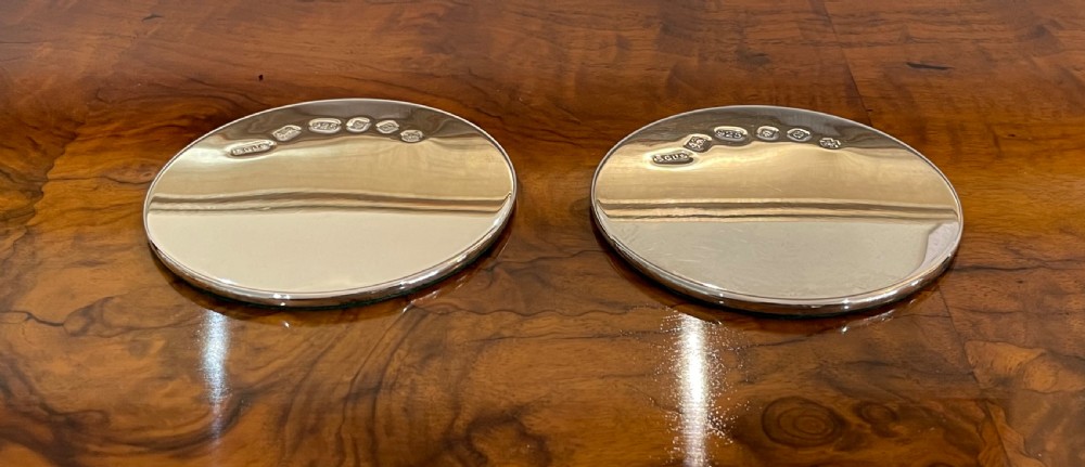 Solid Silver Drinks Coasters Mats View II