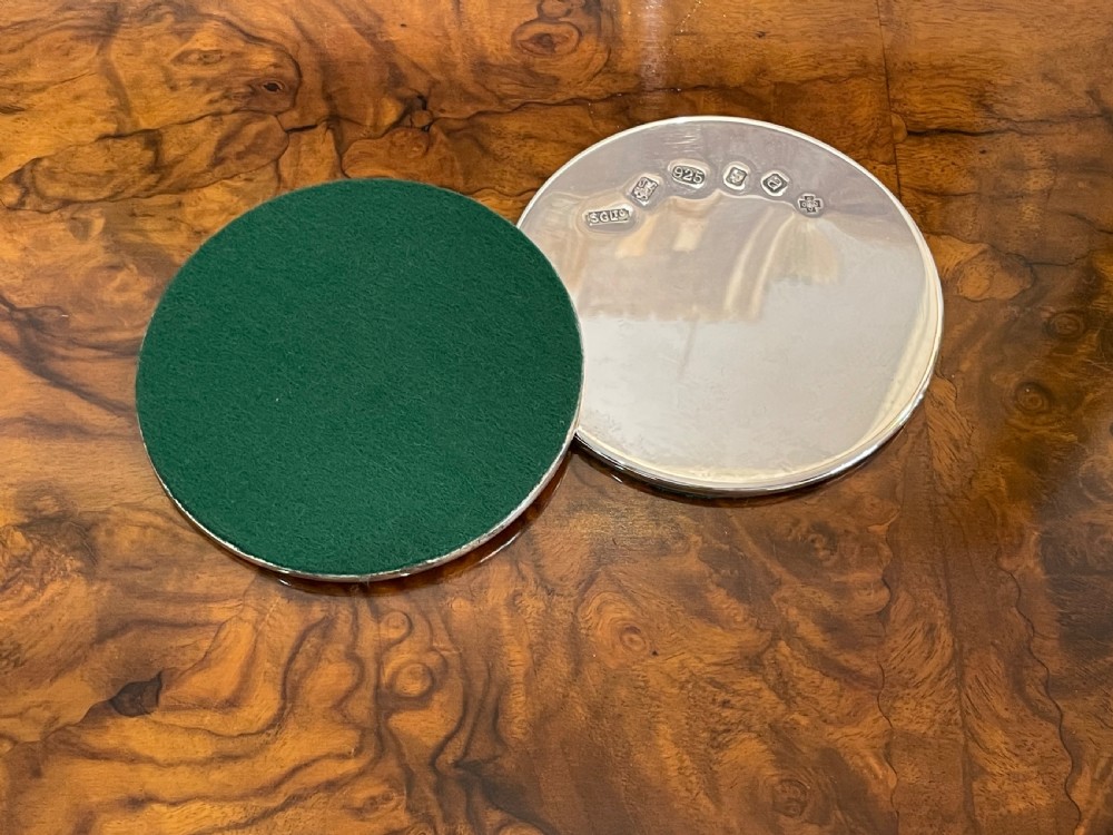 Solid Silver Drinks Coasters Mats View V