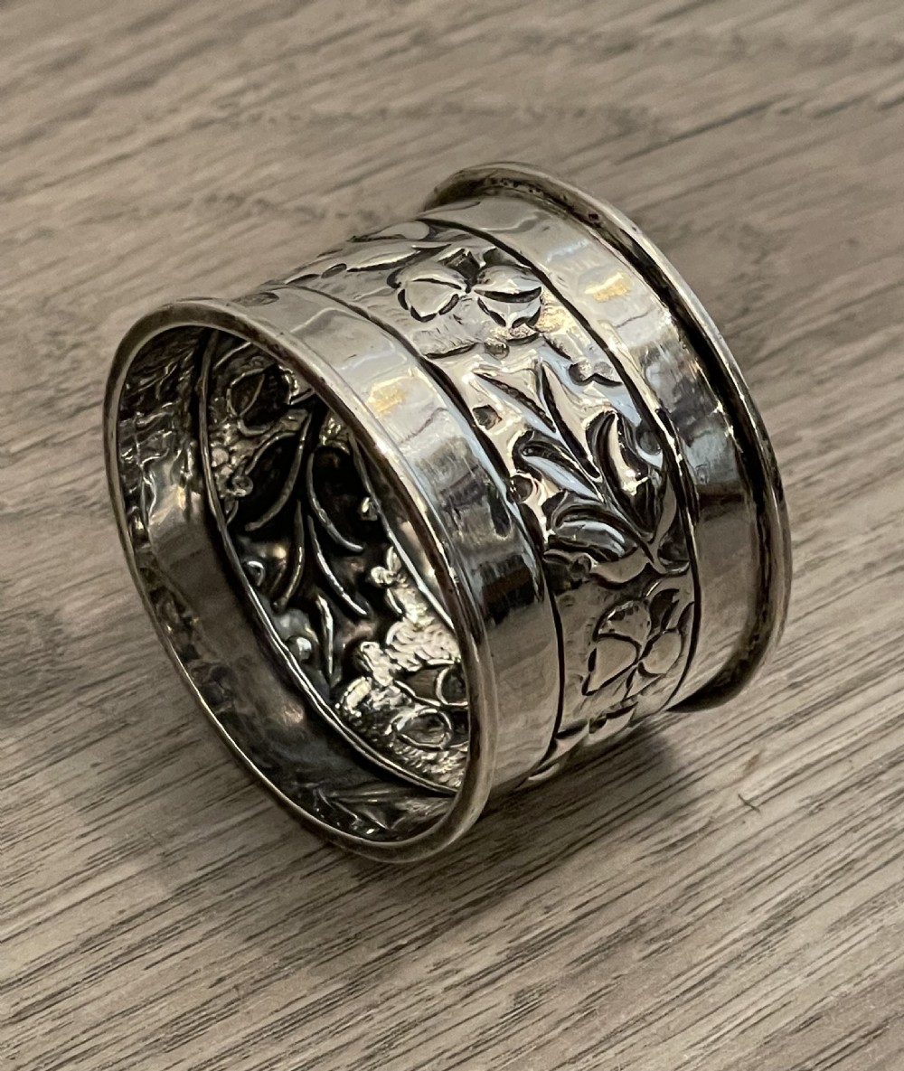 Arts & Crafts Solid Silver Napkin Ring by A E Jones View V