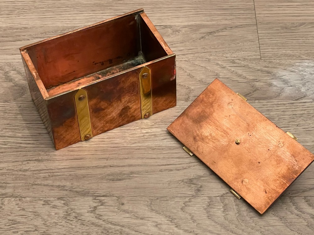 Very Heavy Arts & Crafts Solid Copper Box View V