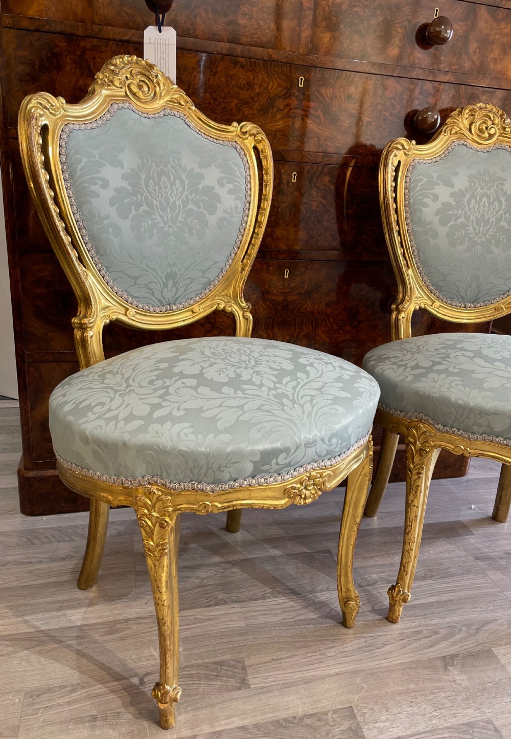 Stunning Pair of 19th Century Giltwood Chairs  View II
