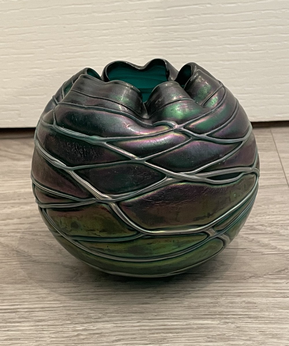 Art Nouveau Kralik Threaded Glass Vase View II
