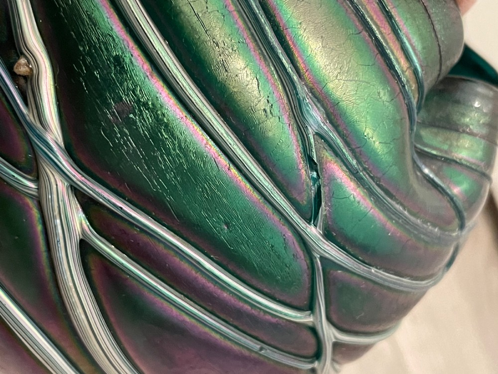 Art Nouveau Kralik Threaded Glass Vase View IV