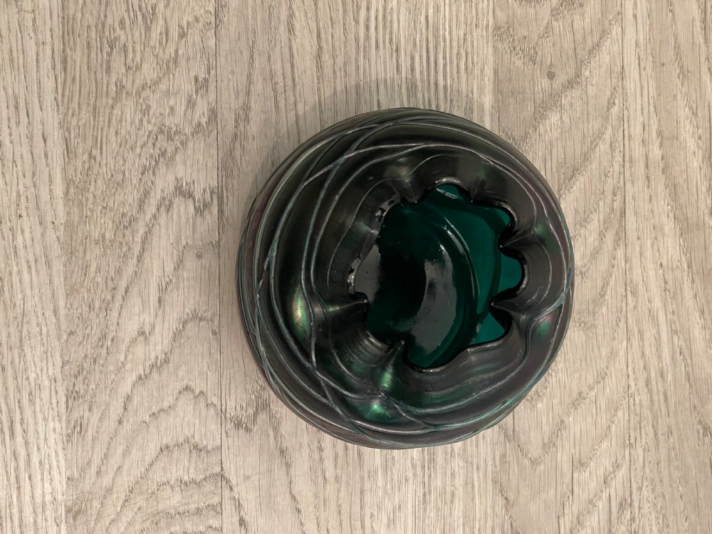 Art Nouveau Kralik Threaded Glass Vase View VI