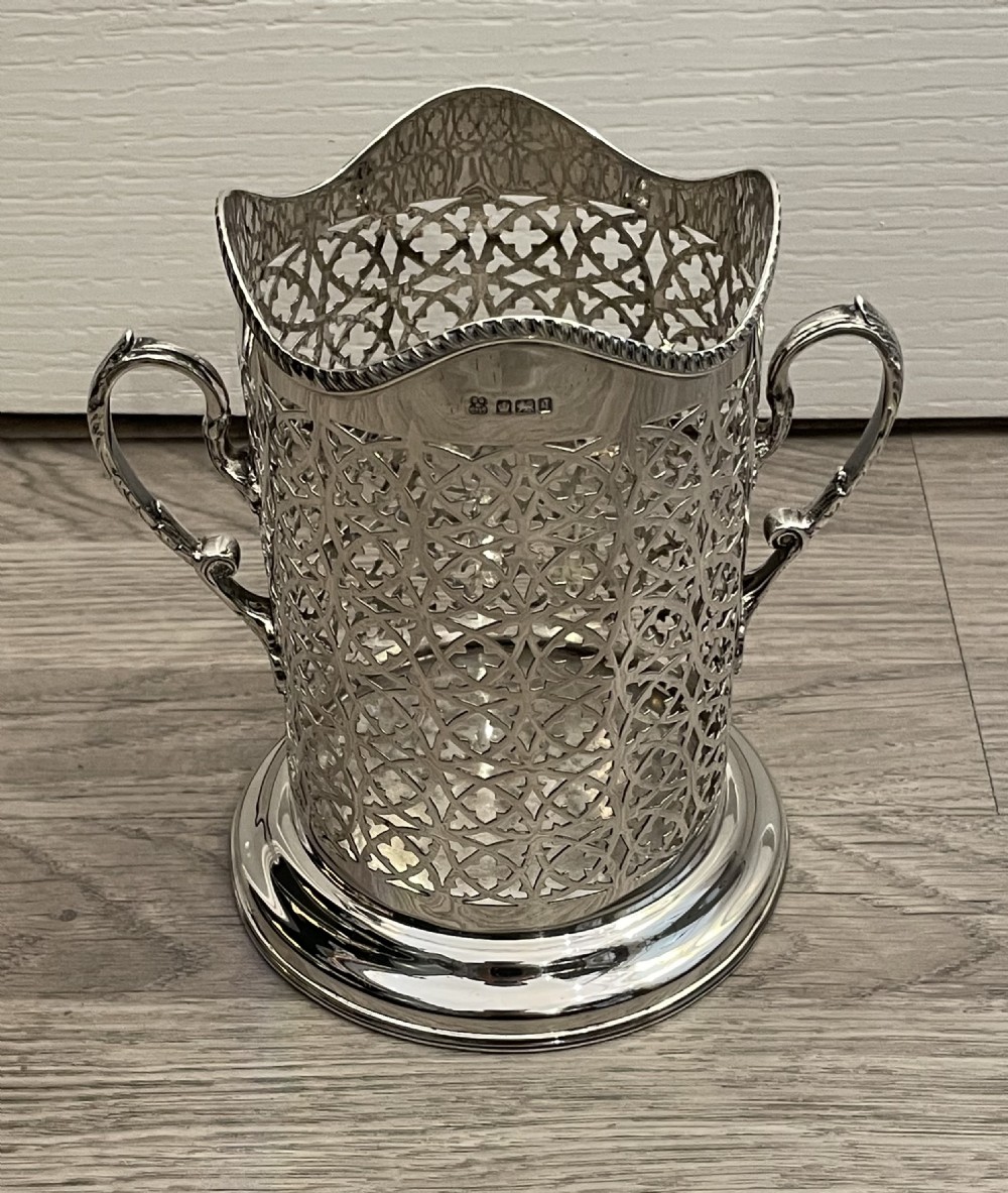 Edwardian Solid Silver Wine Bottle Holder , 1908