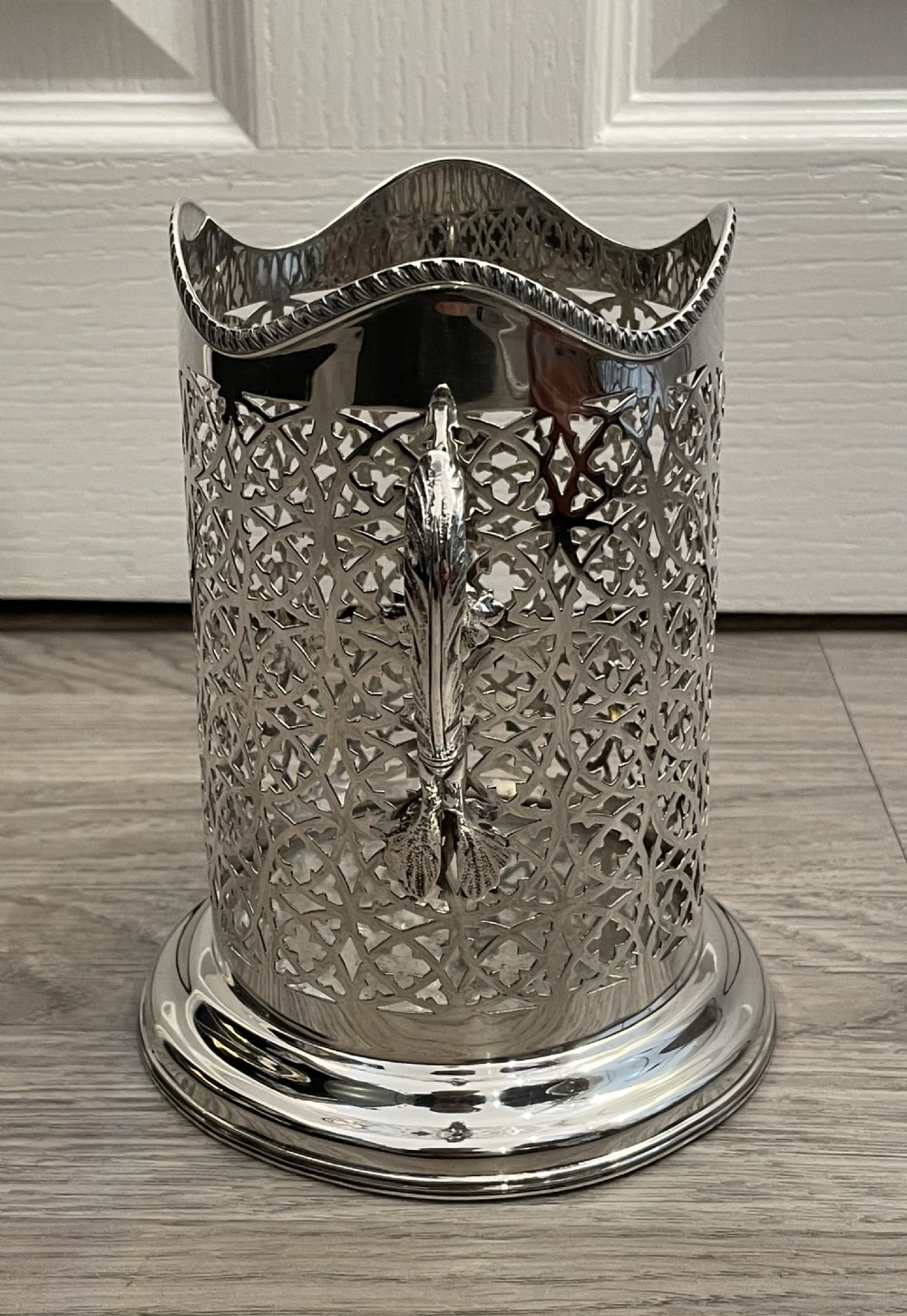 Edwardian Solid Silver Wine Bottle Holder , 1908 View III