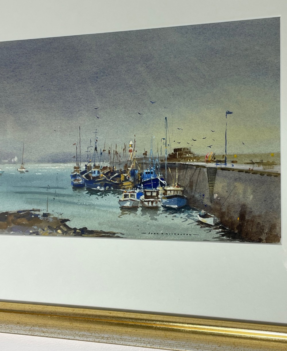 John Hobson Nicholson Watercolour, Port St Mary, Isle of Man  View III