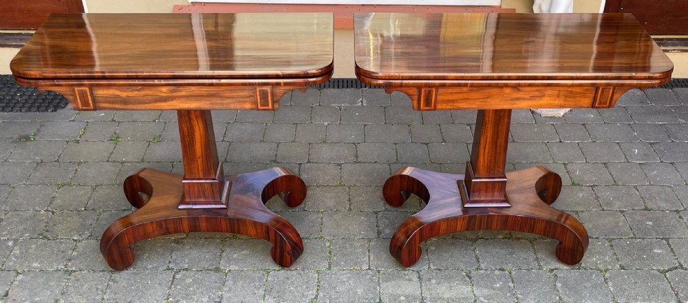 Pair of Regency Gonçalo Alves Tea Tables, With Isle of Man Provenance