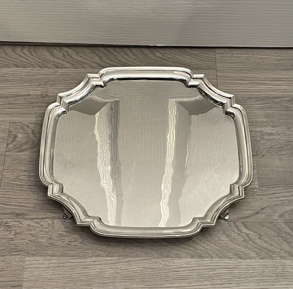Large George VI Solid Silver Drinks Tray