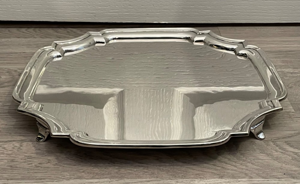 Large George VI Solid Silver Drinks Tray View III
