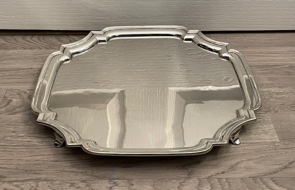 Large George VI Solid Silver Drinks Tray View IV