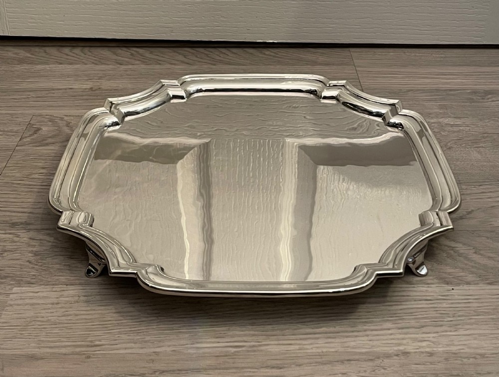 Large George VI Solid Silver Drinks Tray View VI