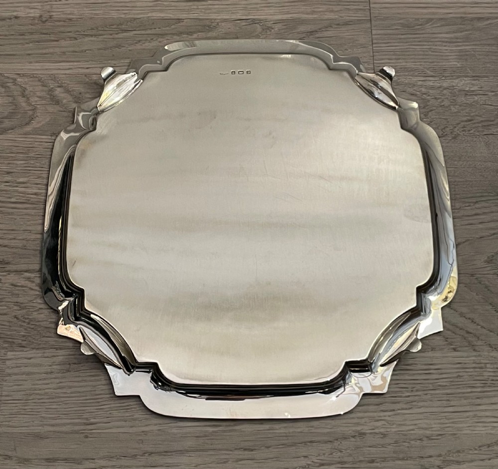 Large George VI Solid Silver Drinks Tray View VII