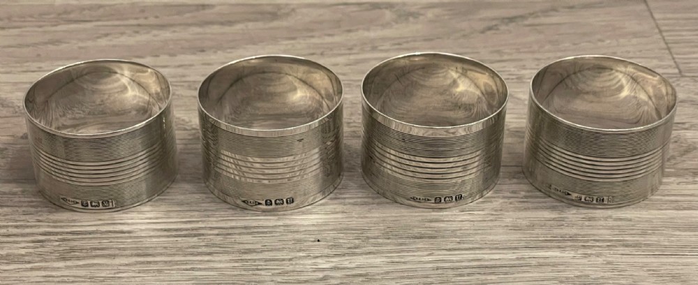 Set of Four Art Deco Solid Silver Napkin Rings View III