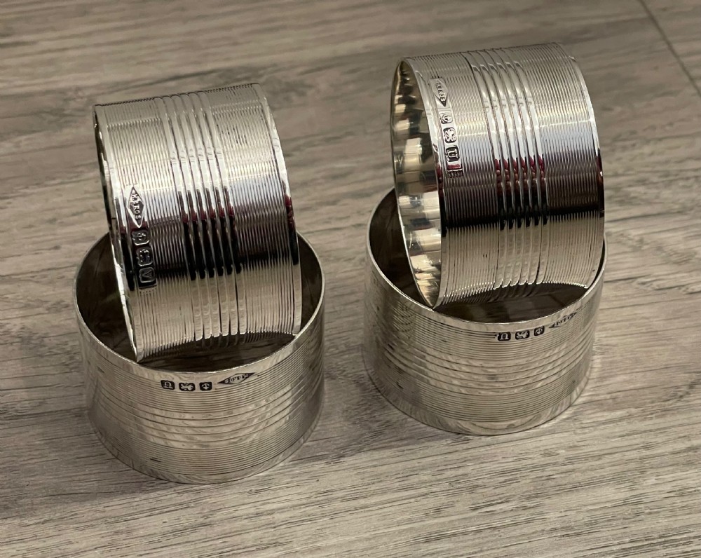 Set of Four Art Deco Solid Silver Napkin Rings View IV