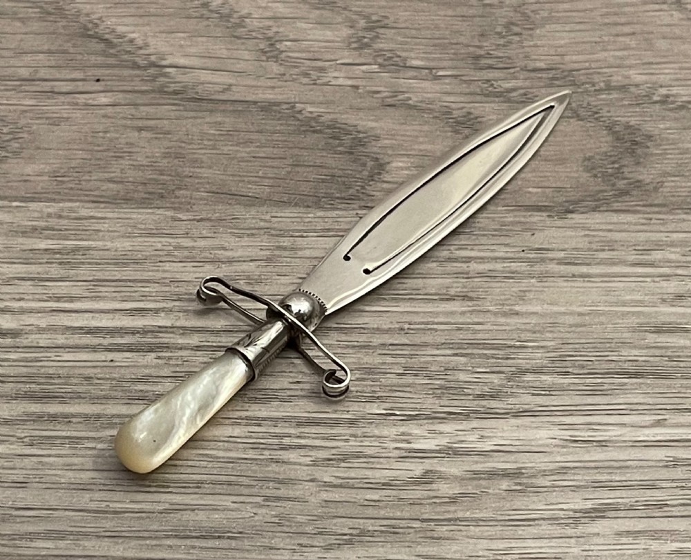 Large Novelty Silver & Mother of Pearl Bookmark View V