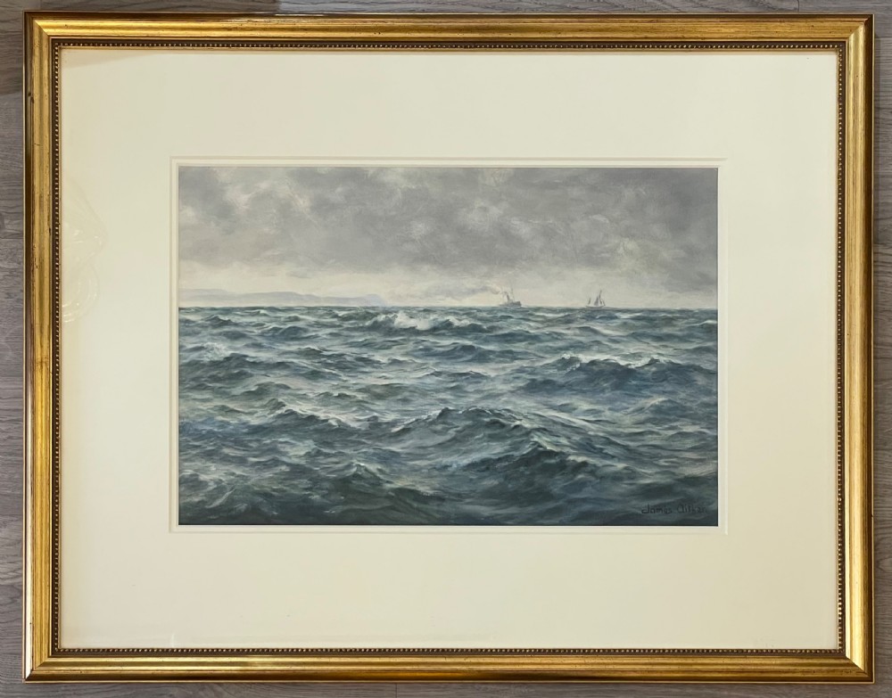 James Aitken Marine Watercolour, ‘Off The Manx Coast’