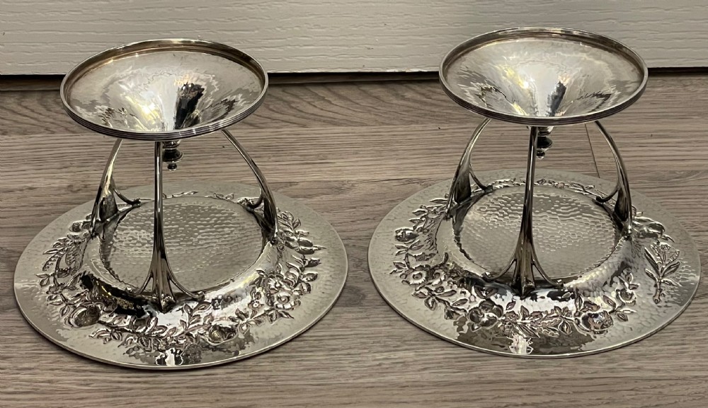 Pair of Scottish Arts & Crafts Silver Tazzas, Glasgow View VII