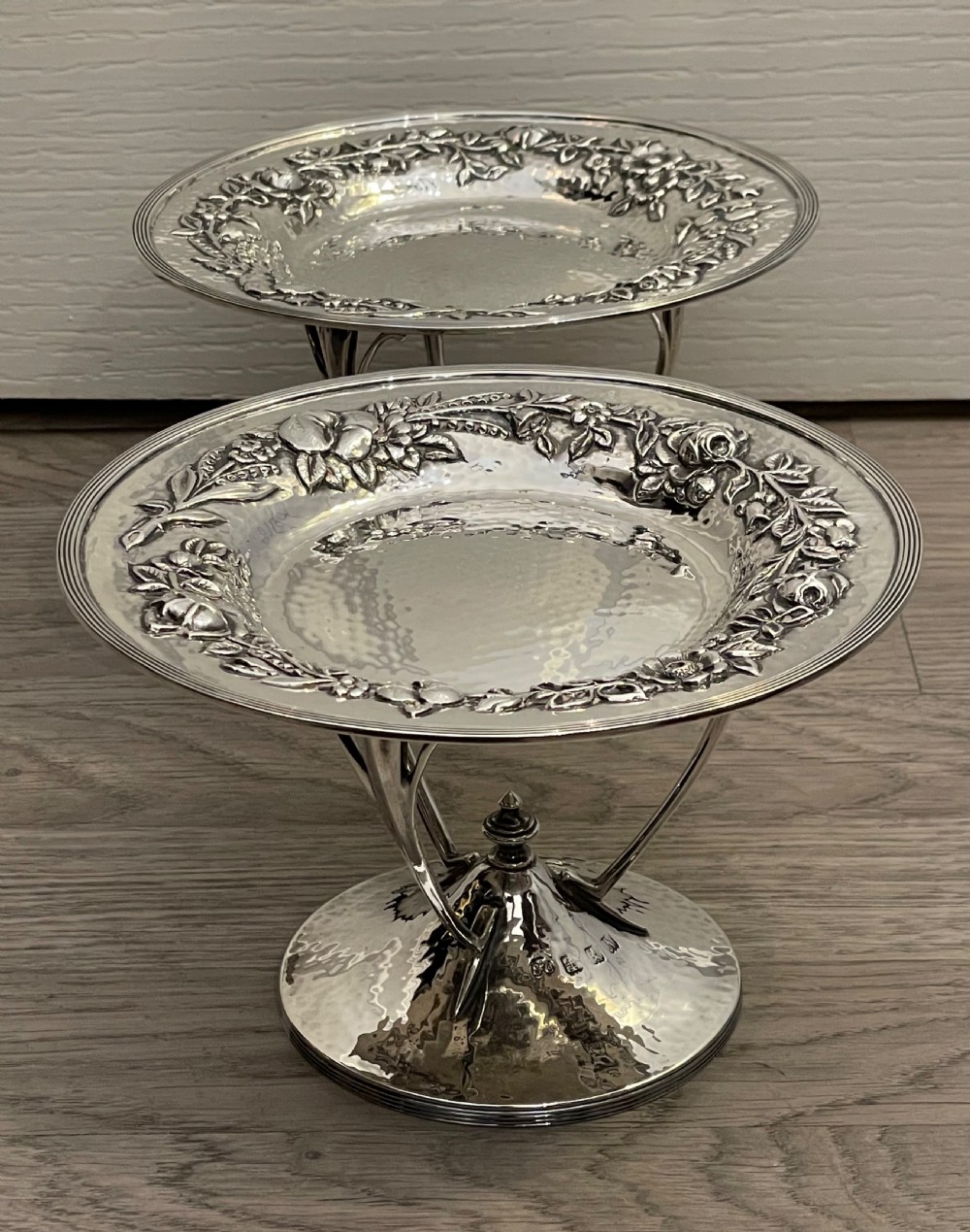 Pair of Scottish Arts & Crafts Silver Tazzas, Glasgow View VIII