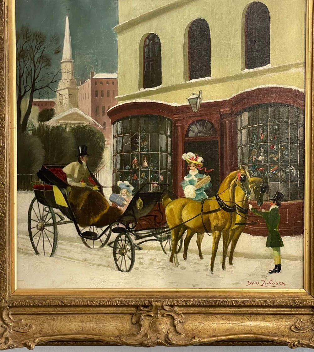 Doris Zinkeisen, Oil Painting, Christmas Street Scene View II