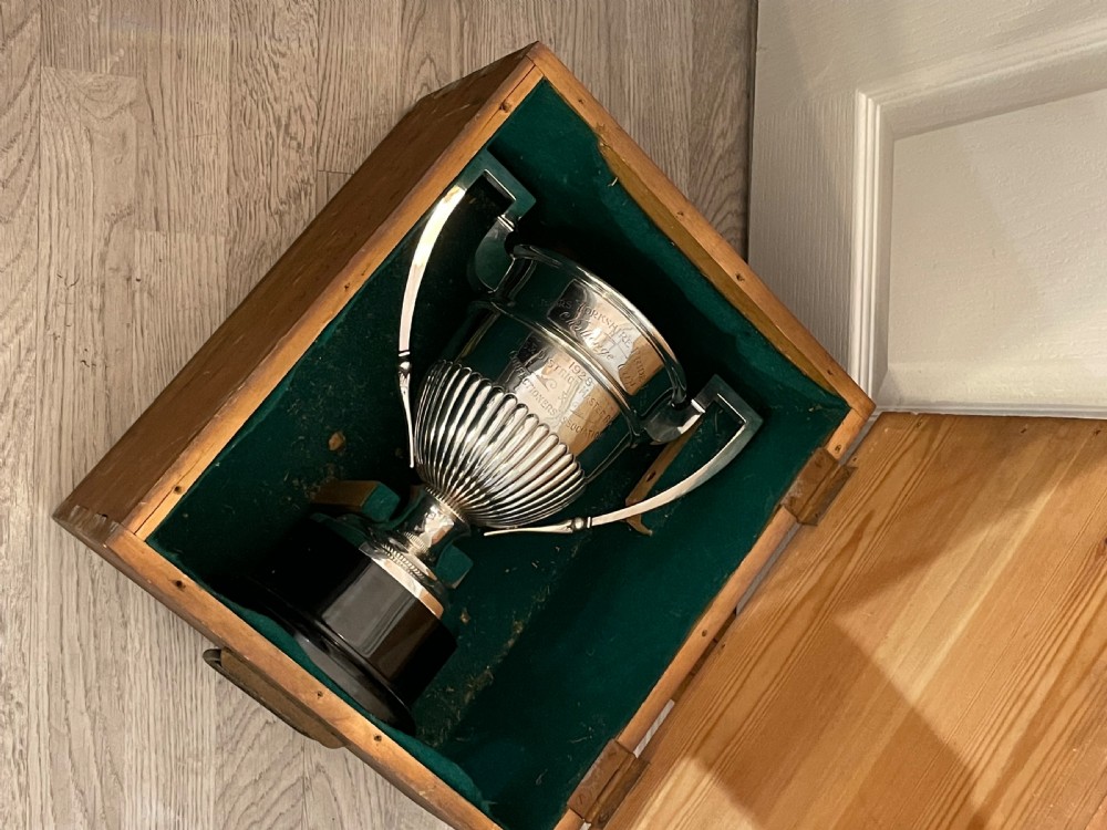 Large George V Solid Silver Trophy Cup With Original Case View X