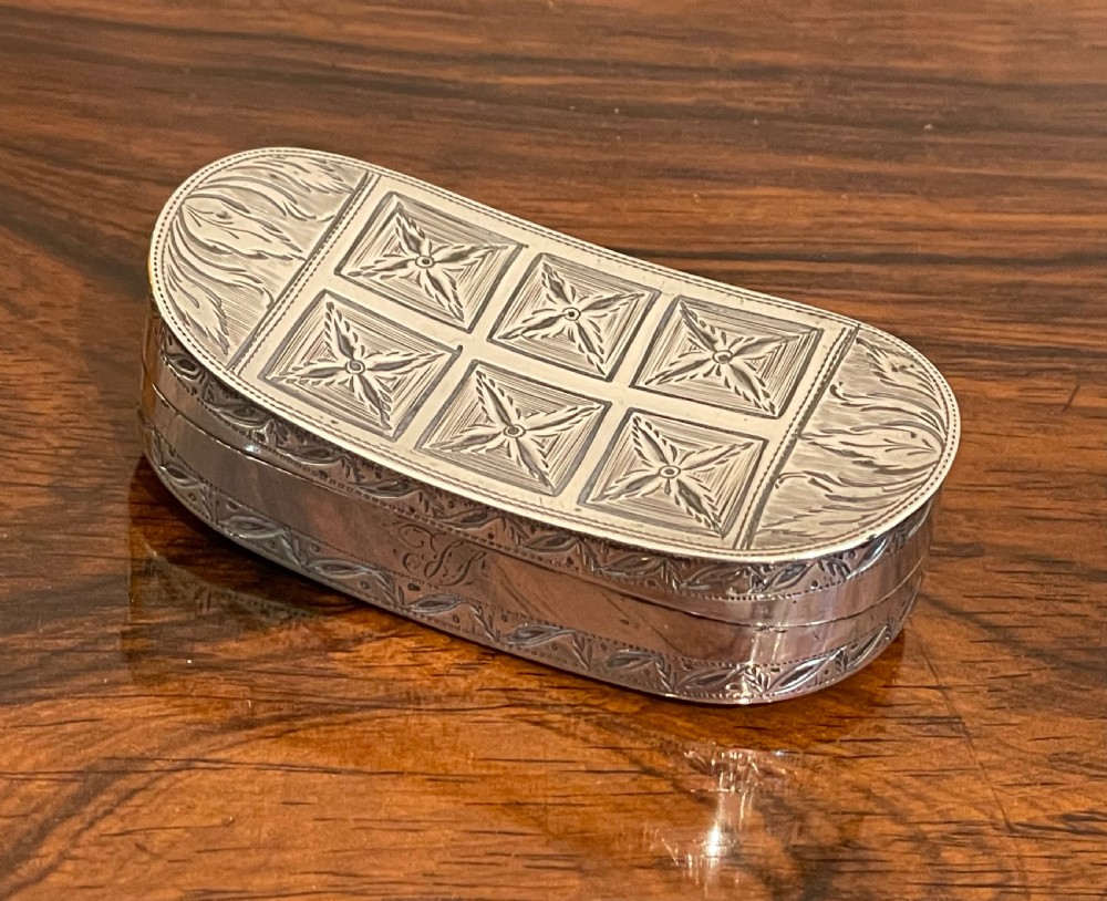 George III Curved Silver Snuff Box by Samuel Pemberton, 1800