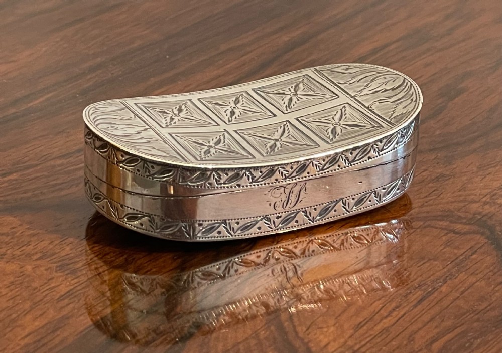 George III Curved Silver Snuff Box by Samuel Pemberton, 1800 View II