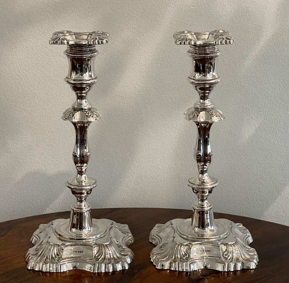 Good Pair of Solid Silver Candlesticks, 9 Inch