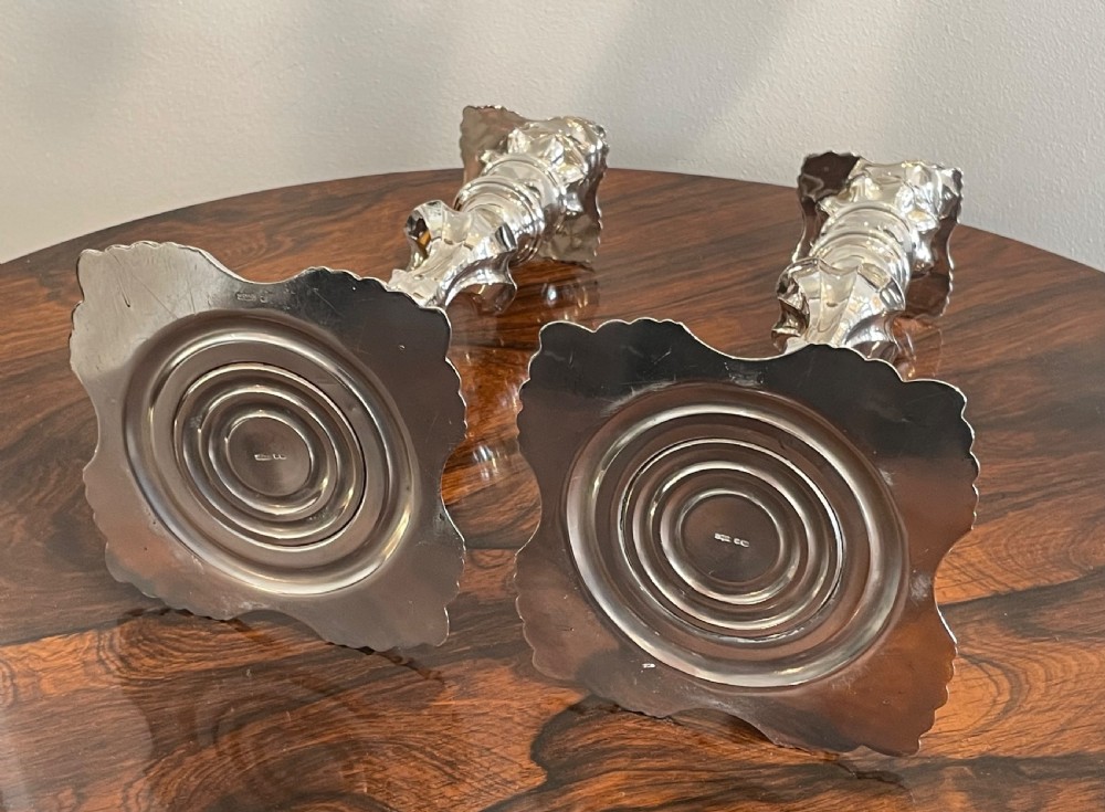 Good Pair of Solid Silver Candlesticks, 9 Inch View V