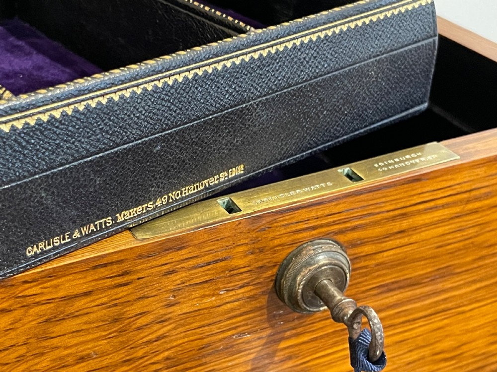 Victorian Golden Oak Jewellery Box by Carlisle & Watts, Edinburgh  View III