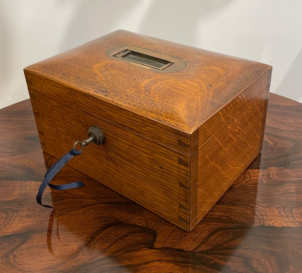Victorian Golden Oak Jewellery Box by Carlisle & Watts, Edinburgh  View V