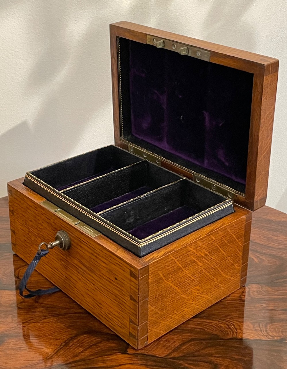 Victorian Golden Oak Jewellery Box by Carlisle & Watts, Edinburgh  View IX