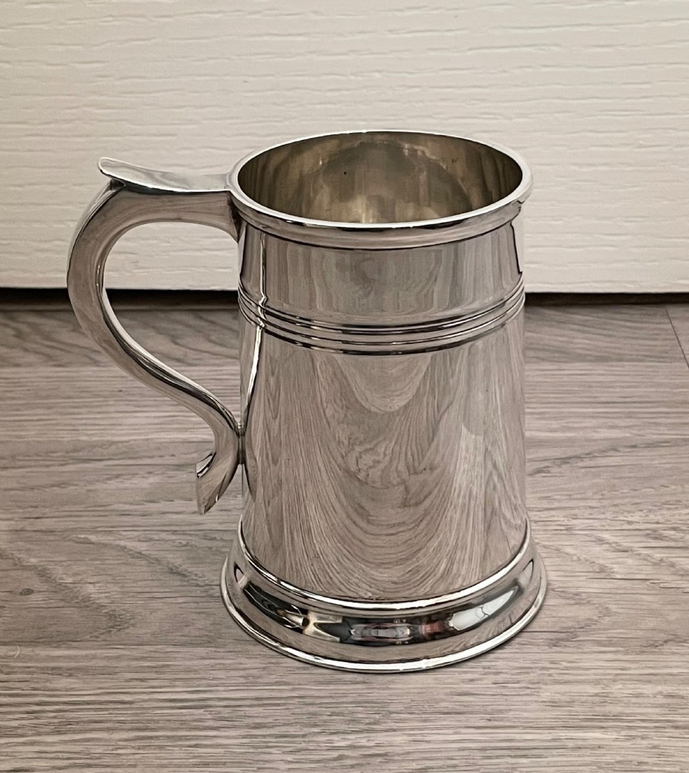 George V Solid Silver Pint Tankard, Chester 1929