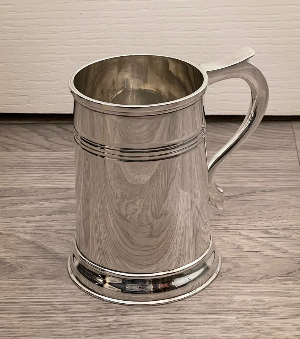 George V Solid Silver Pint Tankard, Chester 1929 View III