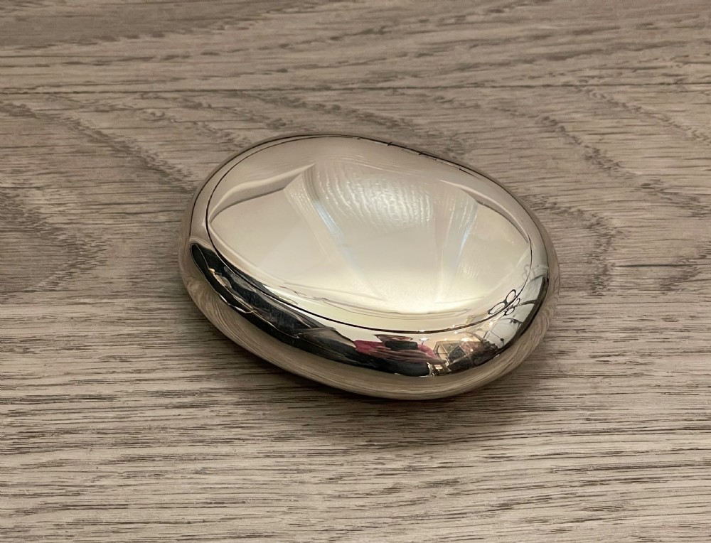 Edwardian Solid Silver Pebble Snuff Tobacco Box, Chester 