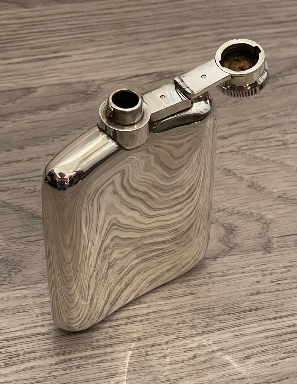 George VI Solid Silver Hip Flask View II
