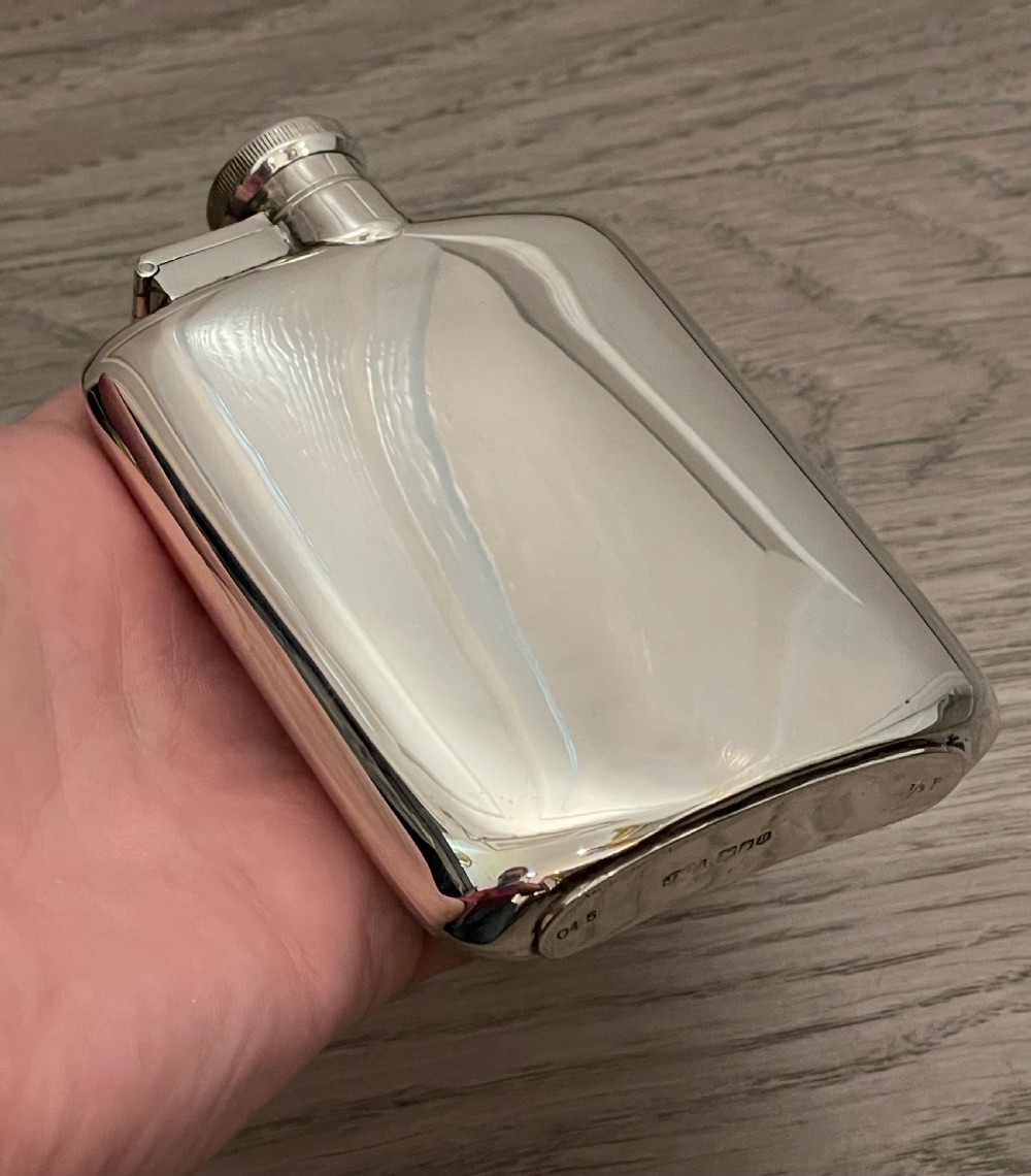 George VI Solid Silver Hip Flask View V