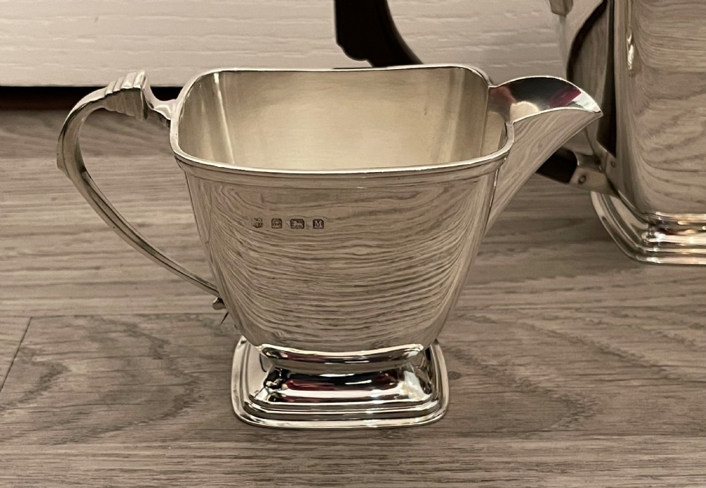 Fantastic Art Deco Solid Silver Three Piece Tea Set  View III