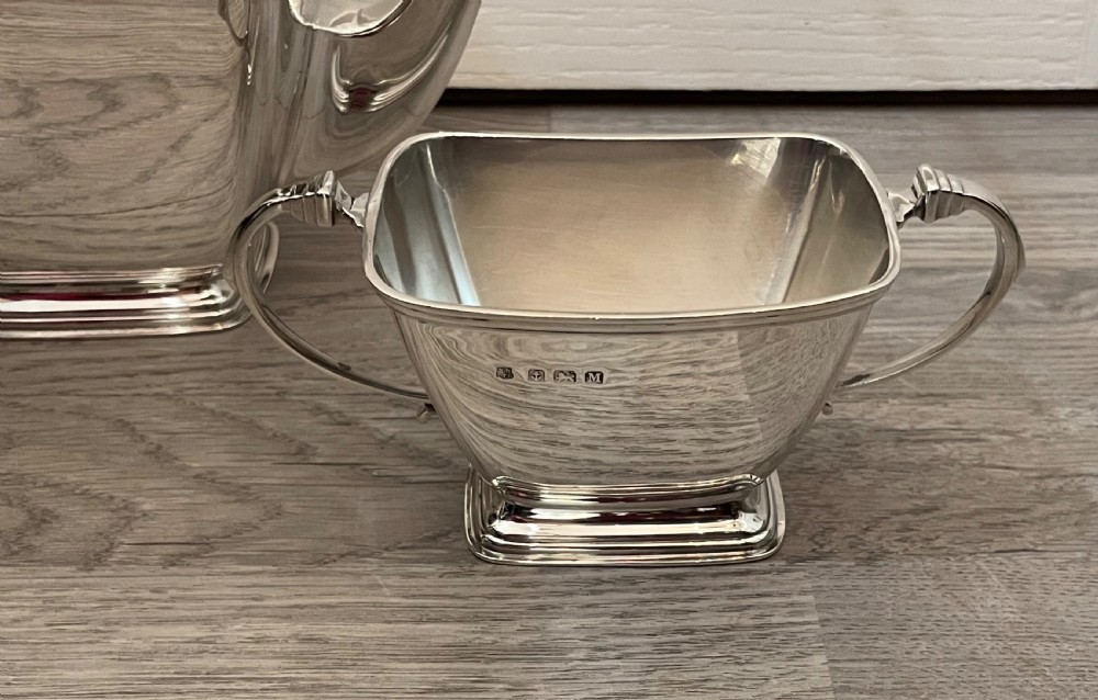 Fantastic Art Deco Solid Silver Three Piece Tea Set  View VI