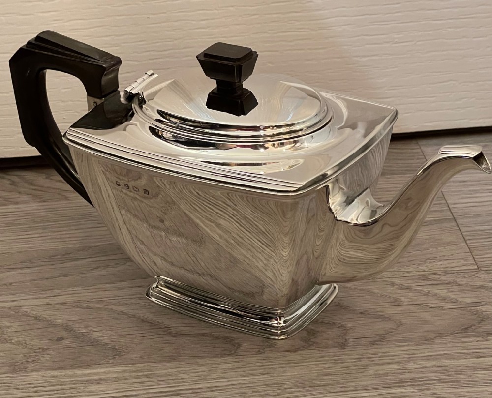Fantastic Art Deco Solid Silver Three Piece Tea Set  View VII